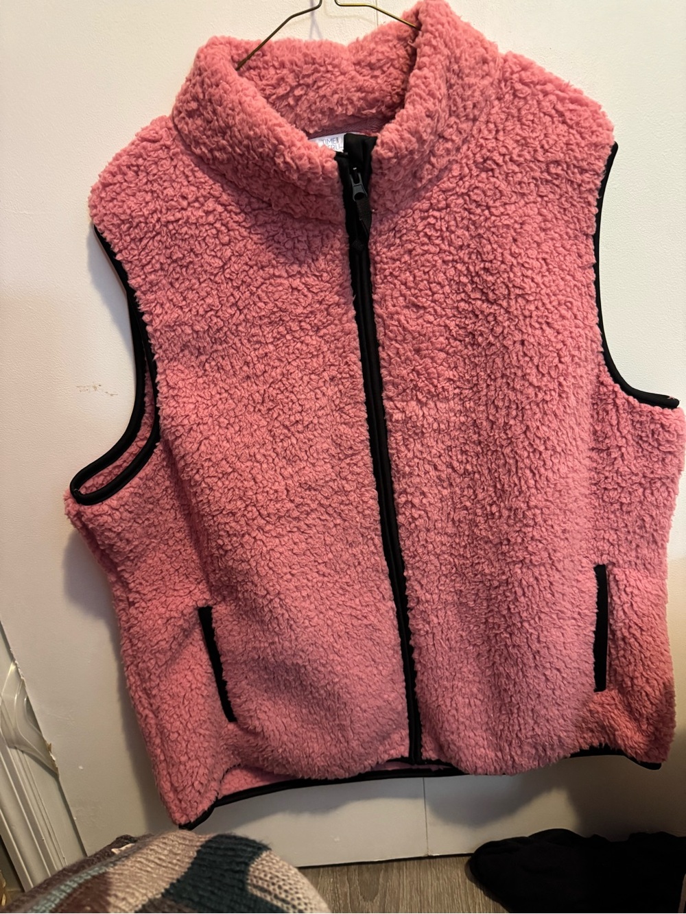 Pink Sherpa Fleece Vest - Sleeveless Zip Front
